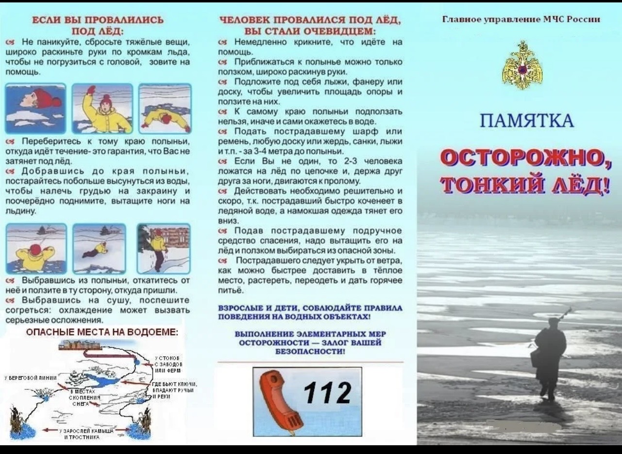 Памятки Осторожно, тонкий лёд.